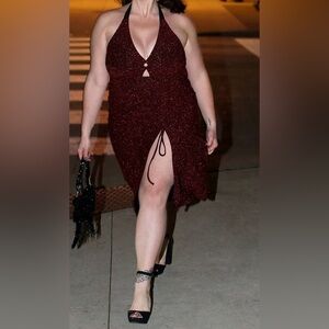 Sparkling Red Halter Dress NWOT